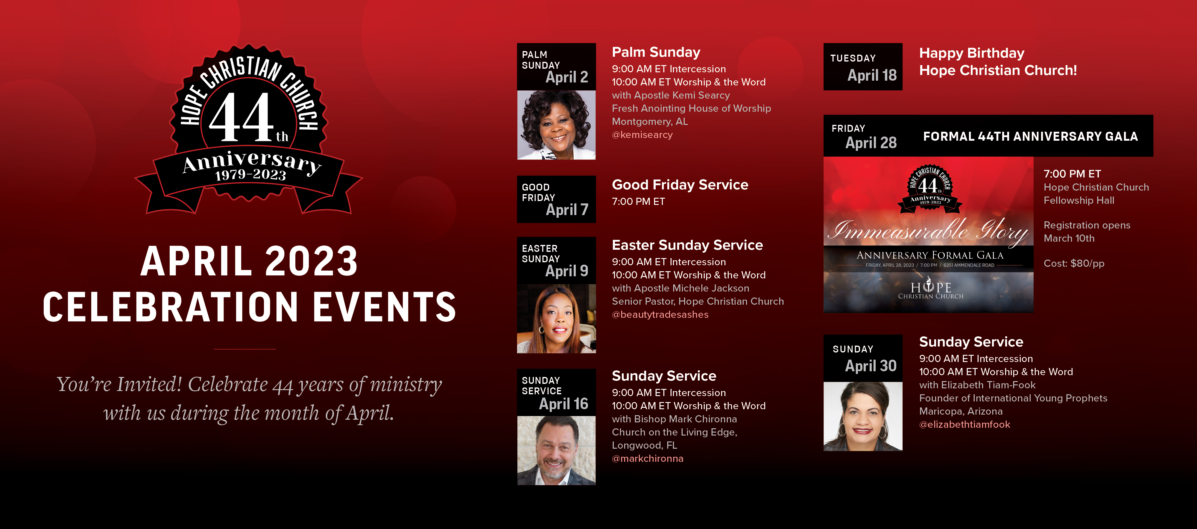 <p><strong>HCC 44th Anniversary Gala</strong></p>
<p><strong>April 28, 2023 @7pm</strong></p>