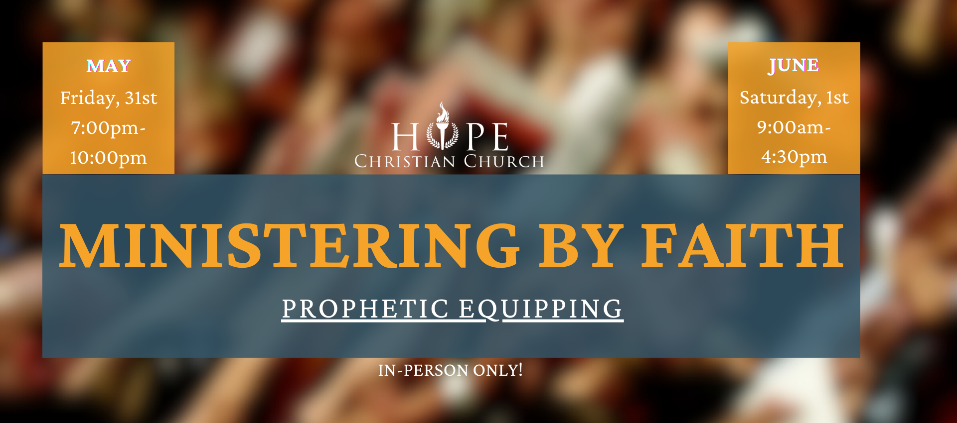 <p><strong>Prophetic Equipping - Ministering by Faith</strong></p>
<p><strong>May 31 - June 1, 2024</strong></p>